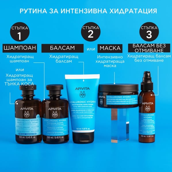 Apivita Hyaluronic Hydra Хидратиращ балсам за коса x150 мл