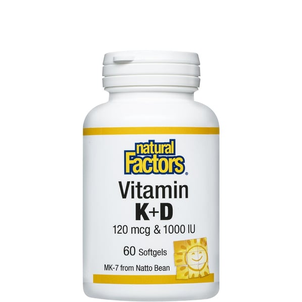 Витамин К2 120 мкг и D3 1000 IU за кости и зъби x60 меки капсули Natural Factors