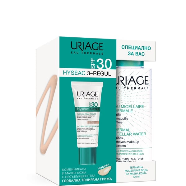 Комплект Uriage Hyseac 3-Regul Глобална тонирана грижа за мазна и комбинирана кожа SPF30 х40 мл + Термална мицеларна вода за мазна кожа х100 мл
