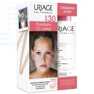 Комплект Uriage Roseliane CC Крем за лице SPF30 среден нюанс  х40 мл + Термална мицеларна вода х100 мл