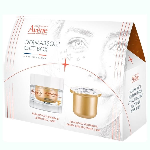 Комплект Avene DermAbsolu Уплътняващ дневен крем x50 мл + Avene DermAbsolu Уплътняващ дневен крем пълнител x15 мл