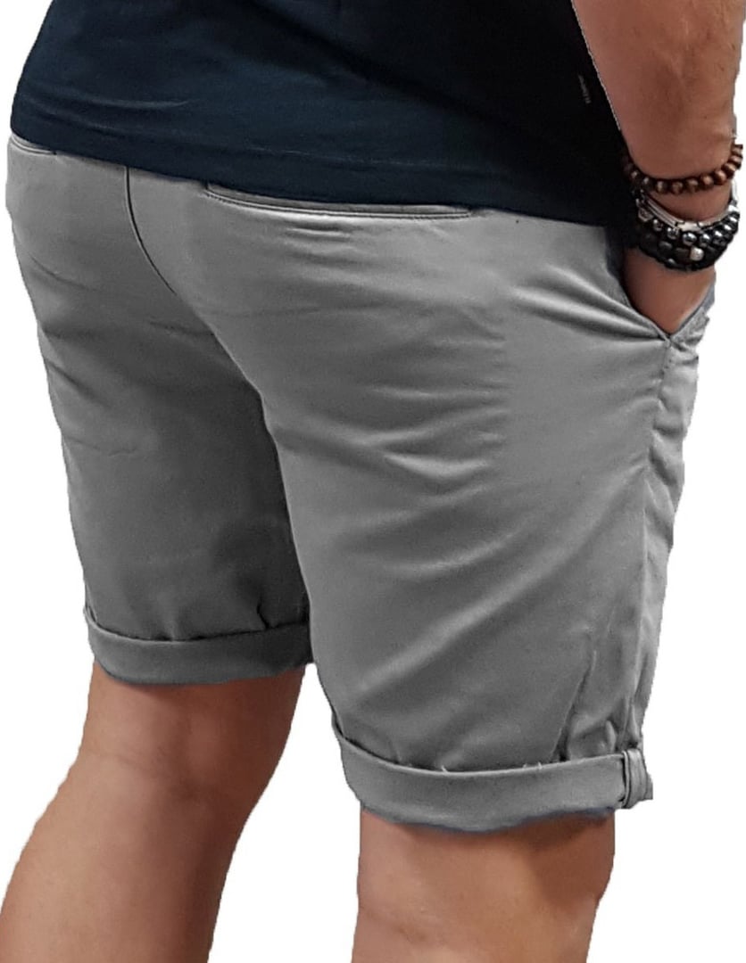 JACK&JONES ΒΕΡΜΟΥΔΑ CHINO ΓΚΡΙ ΜΕ ΠΛΑΓΙΑ ΤΣΕΠΗ ΚΑΙ ΡΕΒΕΡ ΣΤΟ ΤΕΛΕΙΩΜΑ SLIM FIT