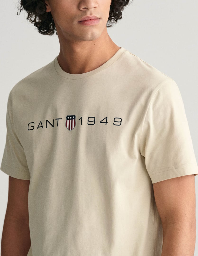 GANT t-shirt λαιμοκοψη 100%βαμβακι με σταμπα logo εμπρος κανονικη γραμμη 
