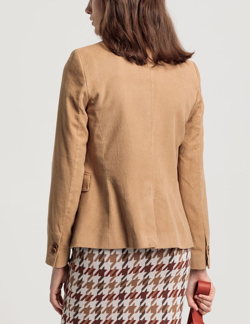 GANT WOMAN Moleskin σακάκι σε μπεζ χρώμα με τσέπες στο πλάι Slim Fit
