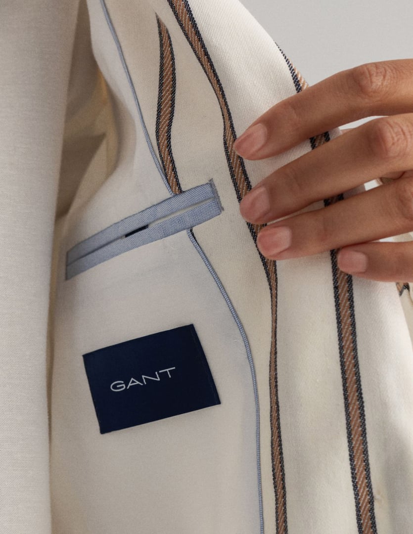 GANT WOMAN ΛΙΝΟ ΡΙΓΕ BLAZER ΜΕ ΕΝΑ ΚΟΥΜΠΙ, "Straight Fit "