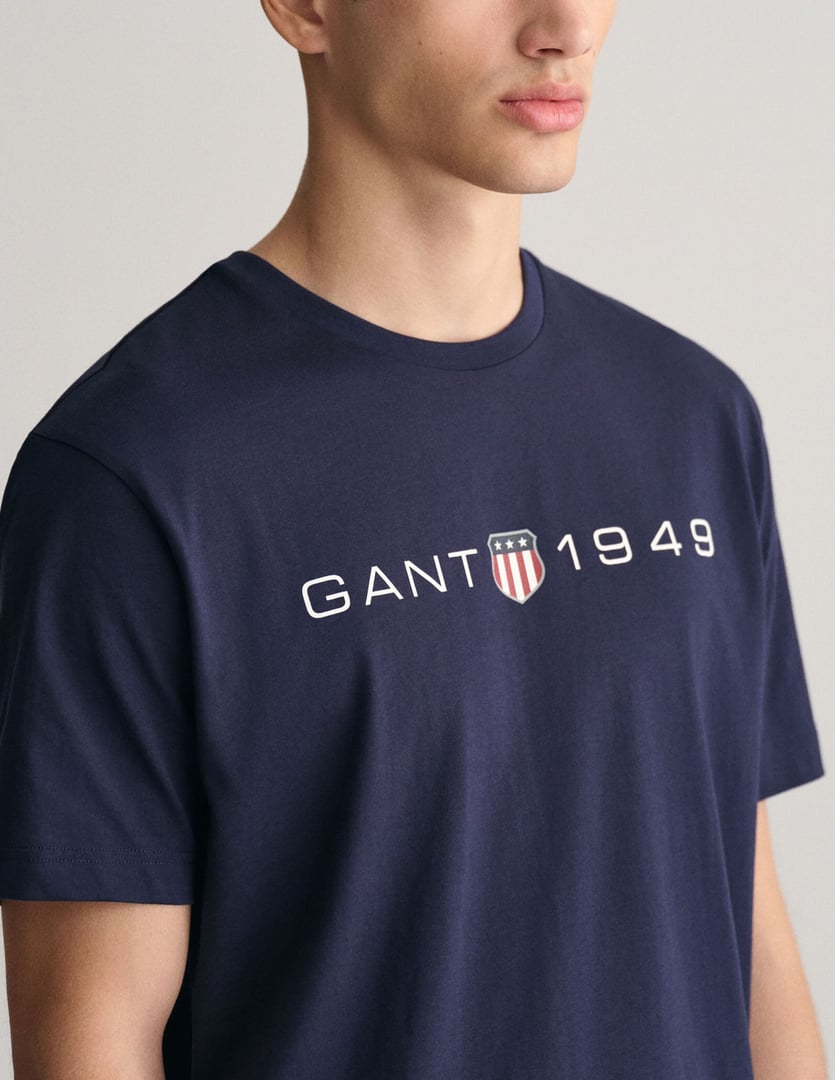 GANT t-shirt λαιμοκοψη 100%βαμβακι με σταμπα logo εμπρος κανονικη γραμμη 