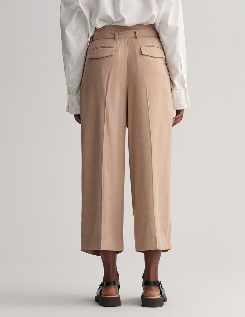 GANT WOMAN Wide Leg Cropped Belted Pants, RELAXED FIT