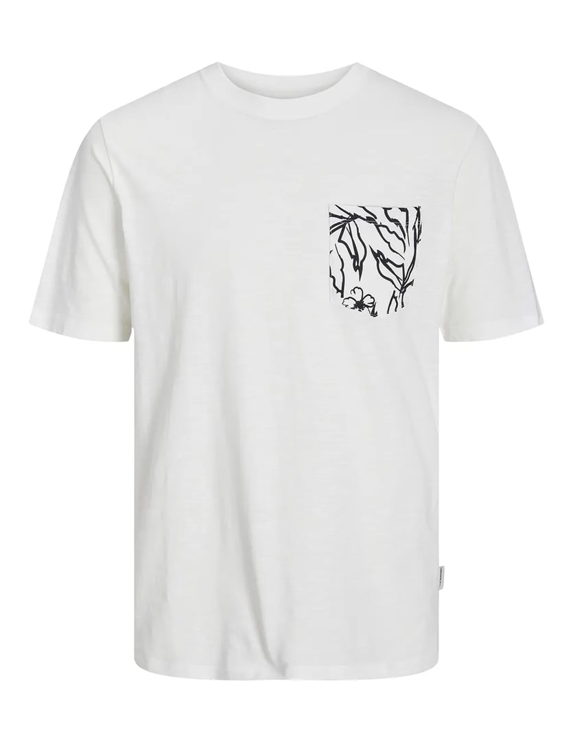 JACK&JONES T-SHIRT ΚΟΝΤΟΜΑΝΙΚΟ ΛΕΥΚΟ ΜΕ ΛΑΙΜΟΚΟΨΗ ΚΑΝΟΝΙΚΗ ΕΦΑΡΜΟΓΗ