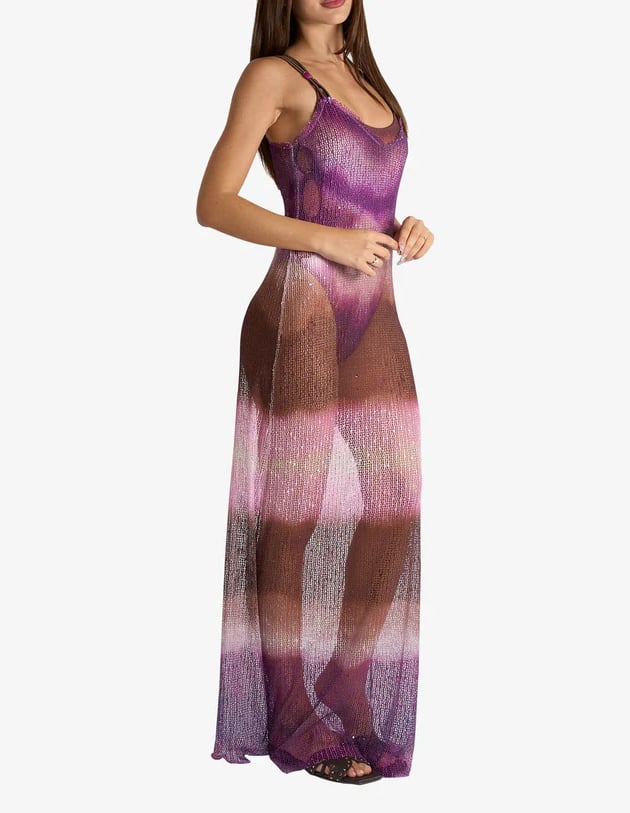 PIN-UP TIE DYE LONG STRAP DRESS-VIOLA
