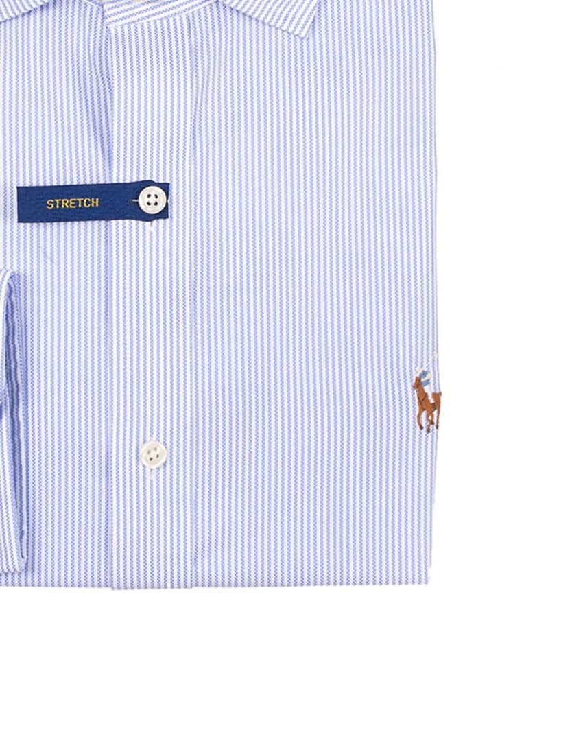 POLO RALPH LAUREN ΠΟΥΚΑΜΙΣΟ ΜΑΚΡΥΜΑΝΙΚΟ ΣΙΕΛ ΡΙΓΕ ΜΕ ΚΕΝΤΗΜΕΝΟ LOGO ΣΤΟ ΣΤΗΘΟΣ SLIM FIT