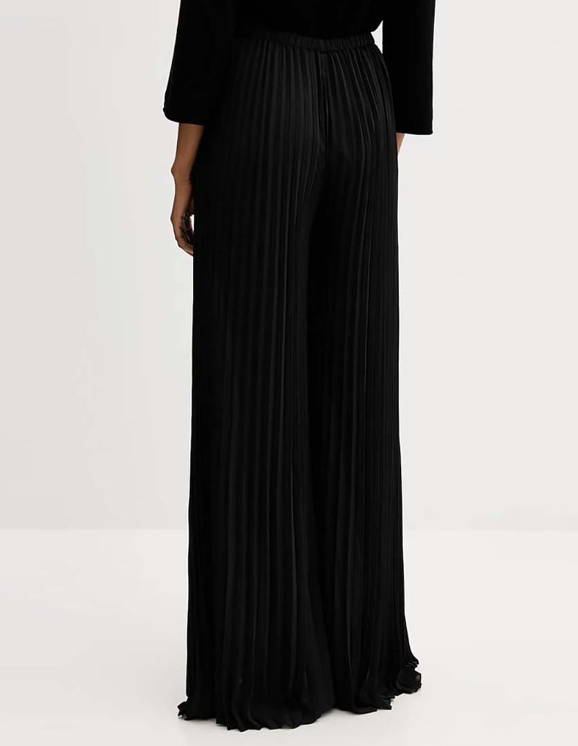 SILVIANHEACH παντελονα πλισε μαυρη με λαστιχο στην μεση ψηλομεση πλισε φαρδια γραμμη 