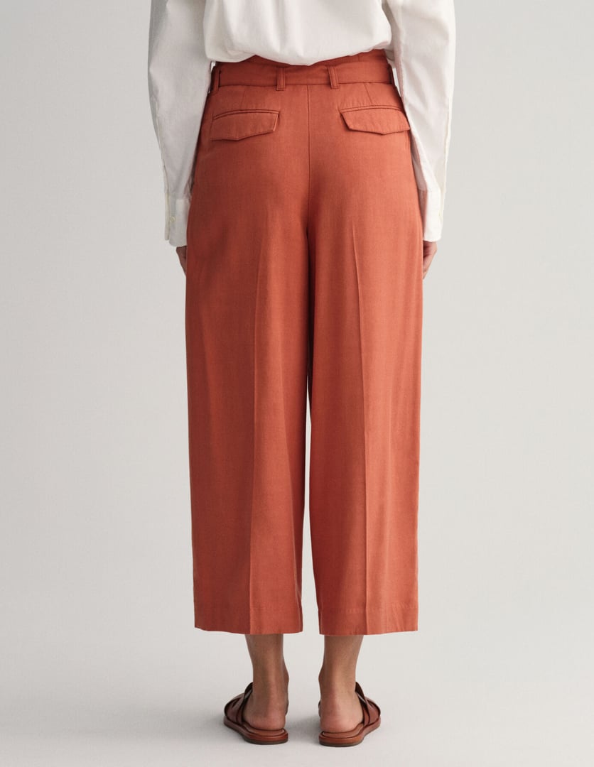 GANT WOMAN Wide Leg Cropped Belted Pants, RELAXED FIT