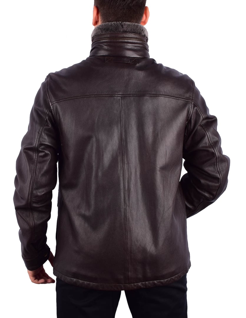 GANT ΤΖΑΚΕΤ ΔΕΡΜΑΤΙΝΟ ΚΑΦΕ ΣΚΟΥΡΟ 100%LEATHER ΜΕ ΑΠΟΣΠΩΜΕΝΗ ΓΟΥΝΑ ΣΤΟΝ ΓΙΑΚΑ REGULAR FIT