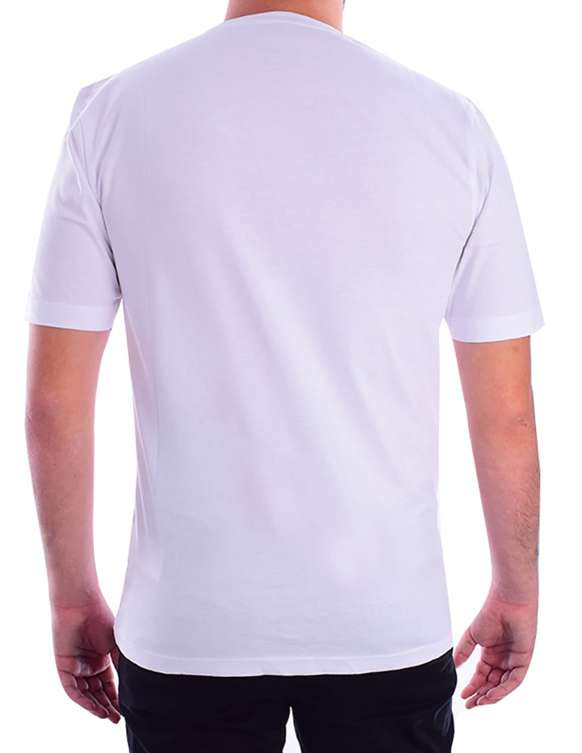 FYNCH-HATTON T-Shirt ΜΕ ΛΑΙΜΟΚΟΨΗ ΛΕΥΚΟ 100%ΒΑΜΒΑΚΙ ΚΑΙ ΚΕΝΤΗΜΕΝΟ LOGO ΕΜΠΡΟΣ REGULAR FIT
