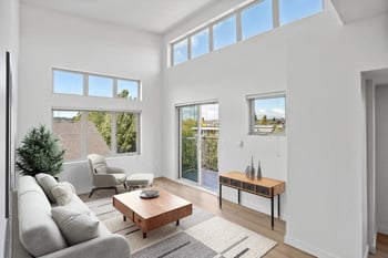 a living room with a couch and a coffee table