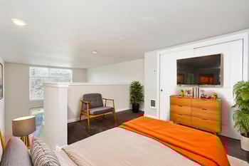 Interior at Ludwig Apartments, Seattle, WA – bright, modern rental unit with updated kitchen and finishes.