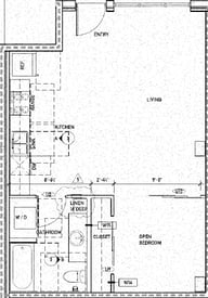 Spacious 1-bedroom apartment at Vibe Apartments in Seattle, WA with a modern kitchen and sunny living area.