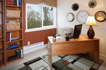 Bright living room in Champagne at Bellevue apartment, Bellevue, WA, with large windows and modern furnishings.