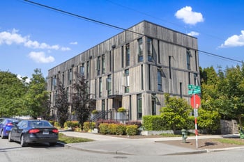 a large grey building