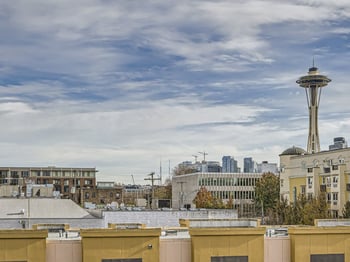 Rent-ready Seattle apartment interior at 509 1st Ave, Seattle, WA – bright living area with updated kitchen.