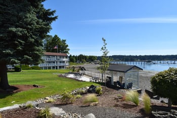 a view of the inn from the beach