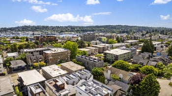 an aerial view of the city
