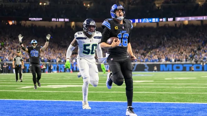 kerby joseph interception, lions game winner, seahawks vs detroit lions, red zone pick