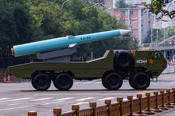China's PLA Navy YJ-20 hypersonic anti-ship missile cold-launch from Type 055 destroyer Wuxi