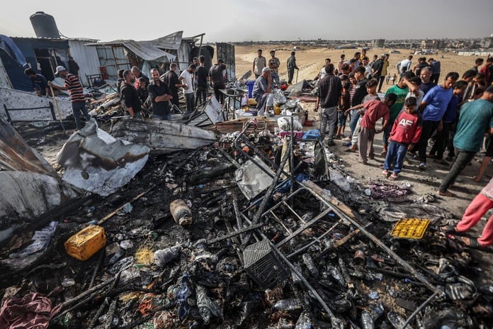 Israeli airstrike hits Gaza tent camp causing massive fire and civilian casualties