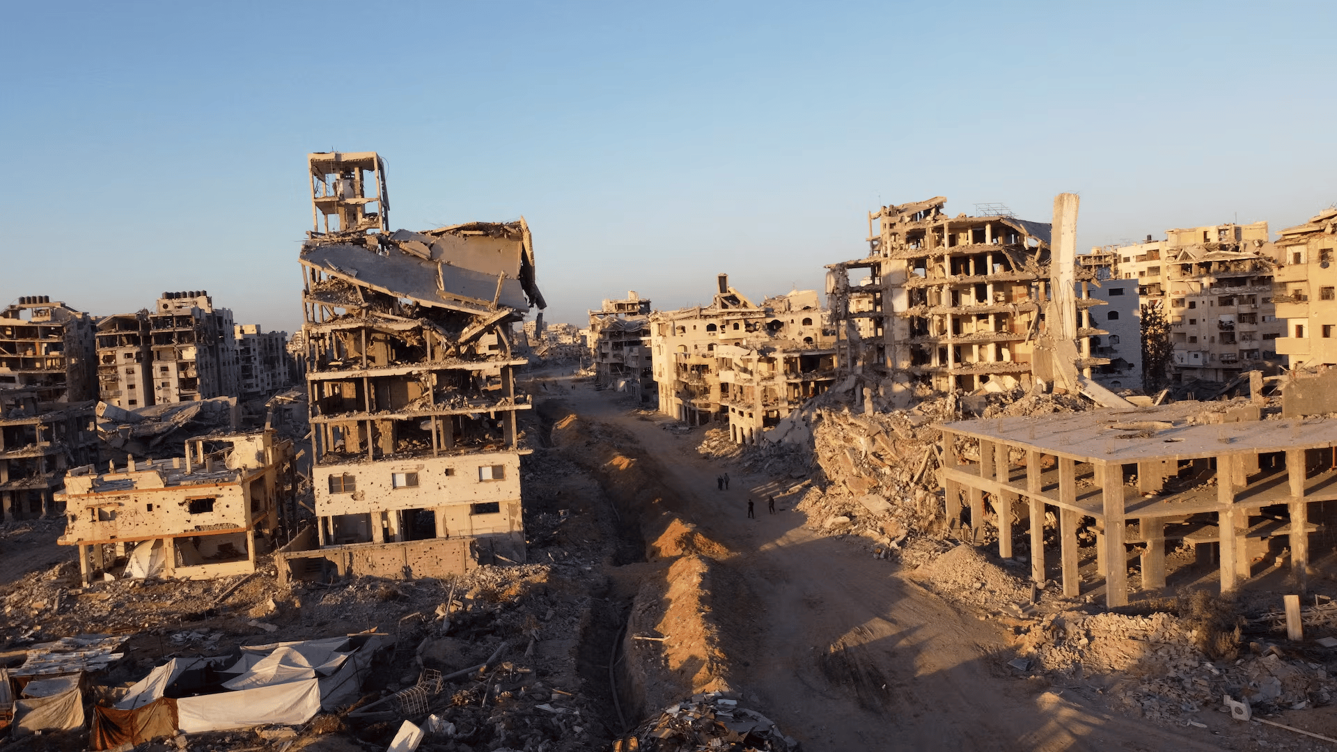 Widespread destruction in Gaza following Israeli airstrikes during the ongoing war