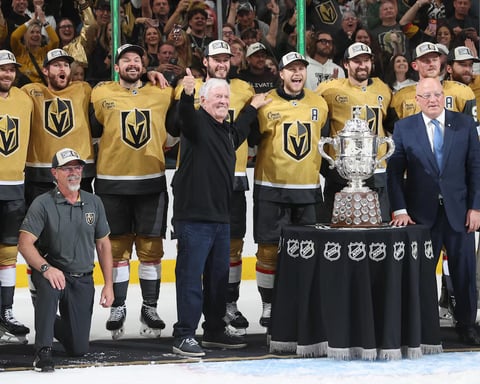 Vegas Golden Knights captain Mark Stone celebrates during Game 4 against the Colorado Avalanche in the 2026 NHL Western Conference Final