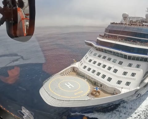 Cruise ship MV Hondius under emergency conditions during hantavirus outbreak evacuation in open sea