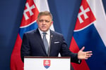 Slovak Prime Minister Robert Fico speaking against Ukraine EU membership proposal