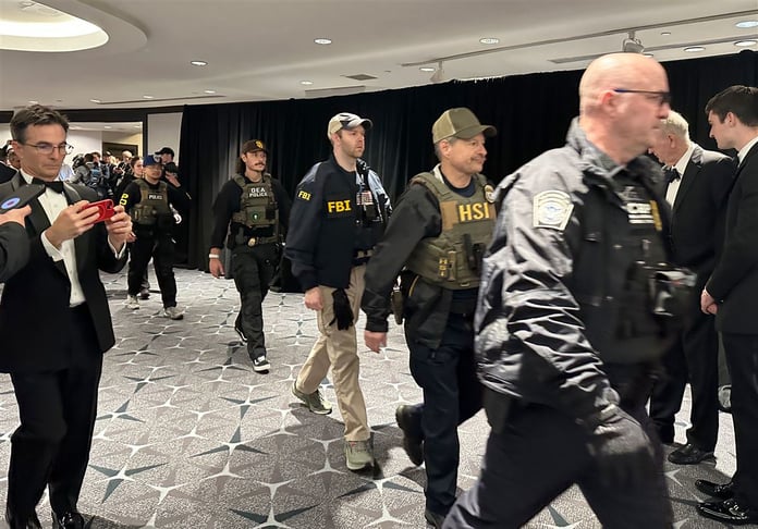 President Donald Trump escorted by Secret Service after shooting at White House Correspondents’ Dinner in Washington