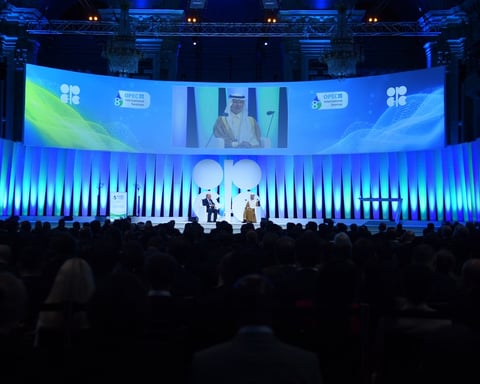 Saudi Arabia Energy Minister Prince Abdulaziz bin Salman speaks at OPEC International Seminar in Vienna Austria 2023