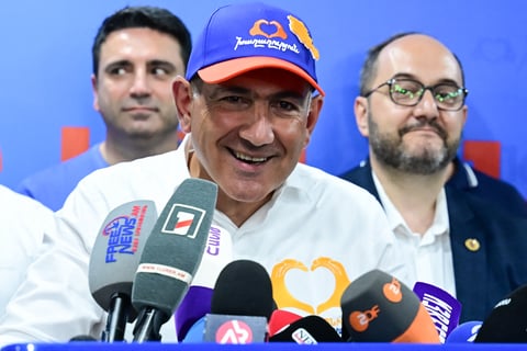 Voters cast ballots in Yerevan during Armenia parliamentary election June 2026