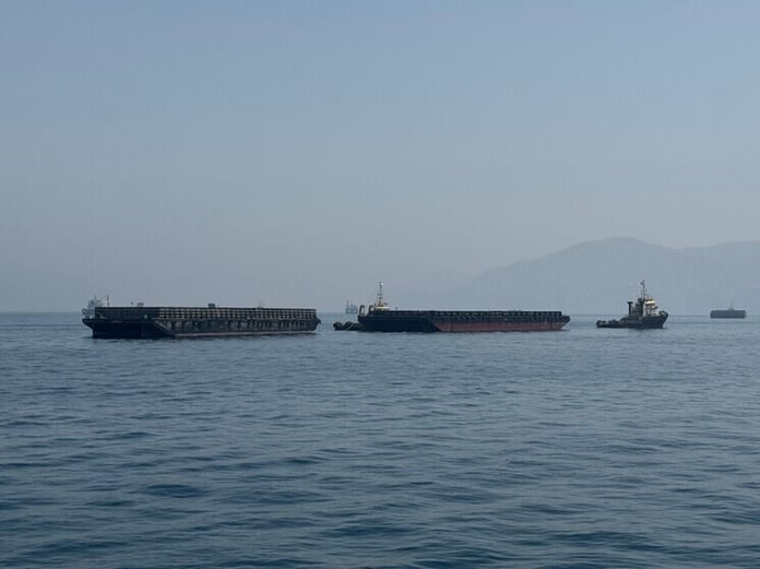 Oil tankers lined up in the Persian Gulf unable to transit the Strait of Hormuz