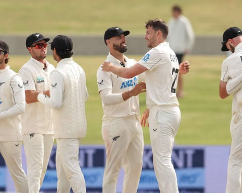India and New Zealand players in action during a cricket match