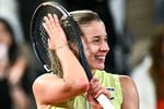 Maja Chwalinska celebrates after reaching the French Open 2026 final at Roland Garros