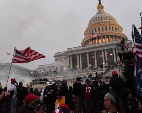 Trump supporters storming the US Capitol building on January 6 2021