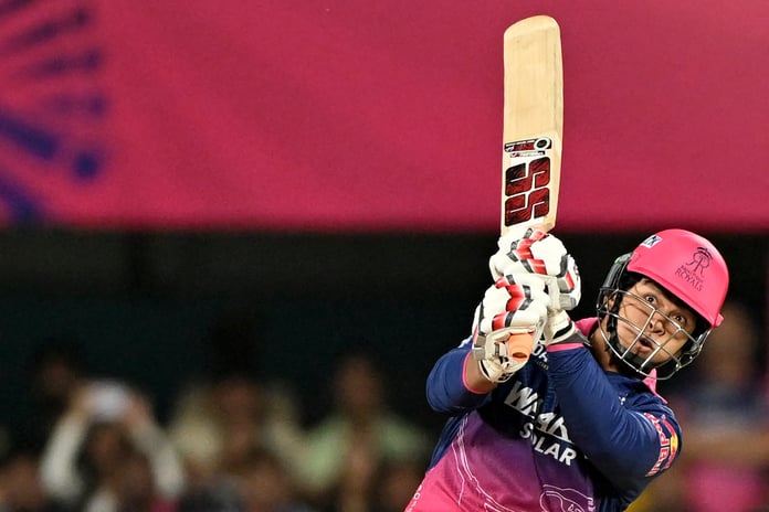 Vaibhav Sooryavanshi of Rajasthan Royals plays a shot during IPL 2026