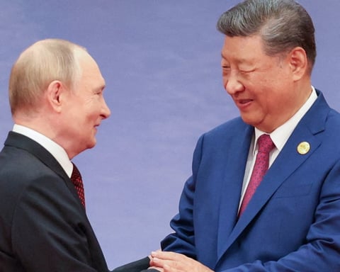 Chinese President Xi Jinping and Russian President Vladimir Putin at summit talks, representing the deepening China-Russia strategic partnership in 2026