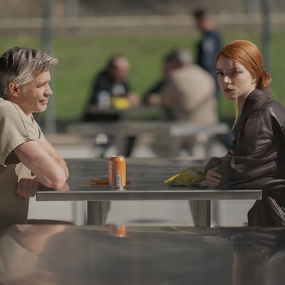Anya Taylor-Joy and Timothy Olyphant in a scene from Lucky on Apple TV+