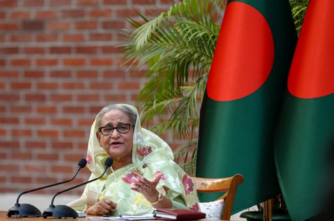 Sheikh Hasina, then Prime Minister of Bangladesh, photographed in Dhaka in January 2024