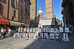 Protesters gather in the streets of Bologna during demonstration after death in police custody