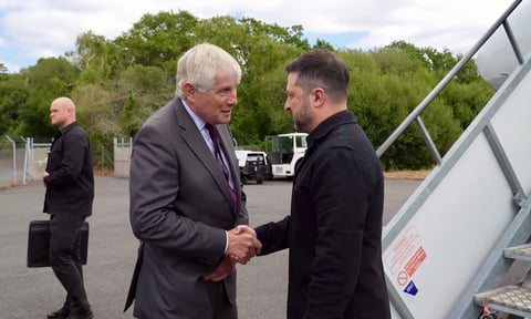 Volodymyr Zelensky and Andy Burnham meeting at UK naval base on July 27 2026 for first face-to-face talks as British prime minister