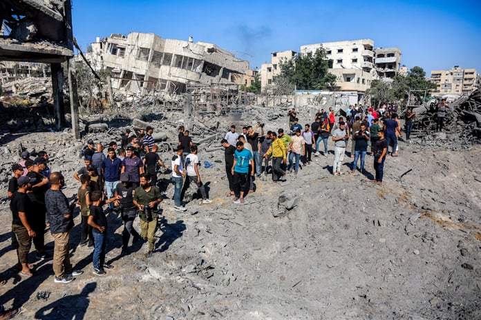 Rubble of destroyed buildings in Gaza City following Israeli strikes on an industrial area
