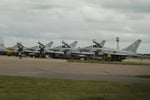 Royal Air Force Eurofighter Typhoon jets at RAF Coningsby base