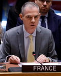 France's UN Ambassador Jerome Bonnafont addresses the Security Council during the Ukraine session, July 27, 2026