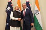 Modi and Albanese at India-Australia uranium deal signing ceremony in Melbourne